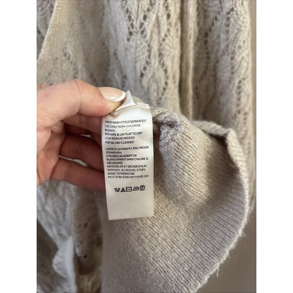 FREE PEOPLE Say Hello Oversized Sweater Small Taupe V-Neck Tunic Knit Wool Blend - Picture 5 of 8